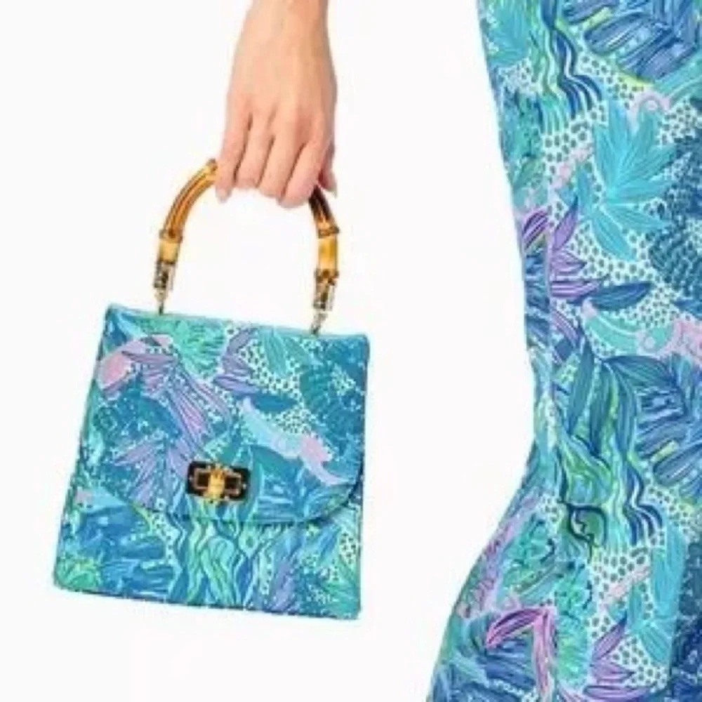 Lilly Pulitzer Handbag with Bamboo Handle NWOT
